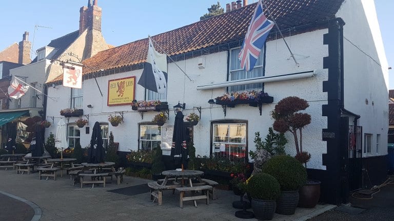 The red lion is situated in the centre of Swaffham near the market